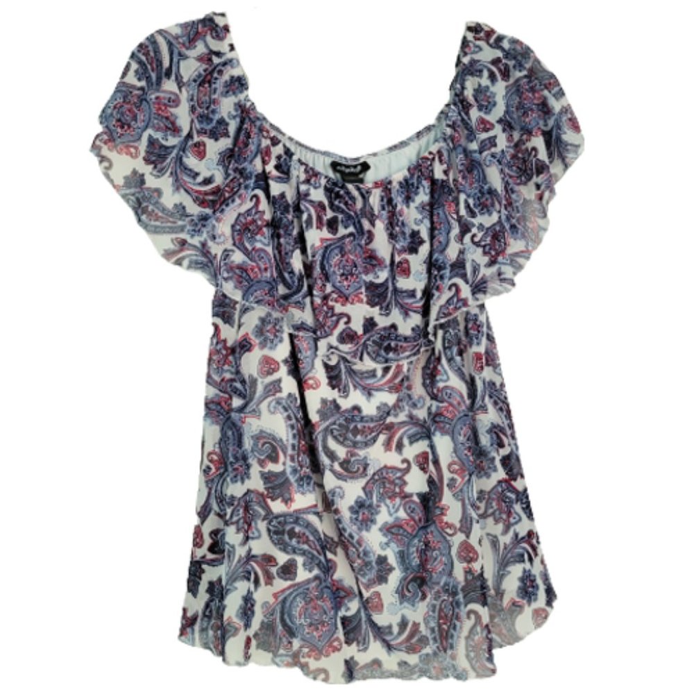 Joe Boxer Off Shoulder Top Shirt Blouse Paisley M